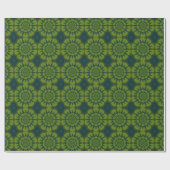 Abstrakte Hippie Green & Navy Blue Blumen Ethnisch Geschenkpapier (Flach)