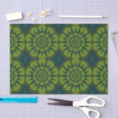 Abstrakte Hippie Green & Navy Blue Blumen Ethnisch Seidenpapier (Handwerk)