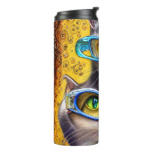 Abstrakte Hippie-Joined Cats mit Brille Thermosbecher (Nach links gedreht)