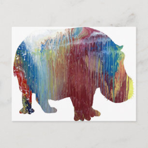 Abstrakte Hippopotamus-Silhouette Postkarte