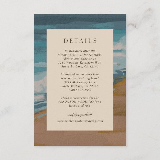 Abstrakte Hochzeit am Meer Begleitkarte (Vorderseite)