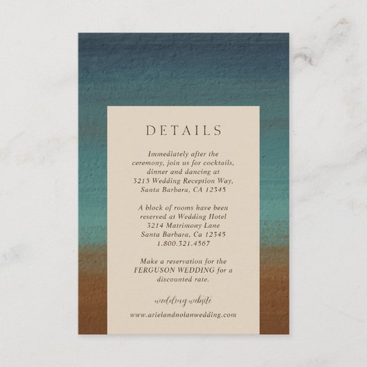 Abstrakte Hochzeit am Meer Begleitkarte (Vorderseite)