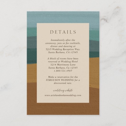 Abstrakte Hochzeit am Meer Begleitkarte (Vorderseite)