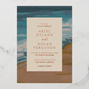 Abstrakte Hochzeit am Meer Folieneinladung