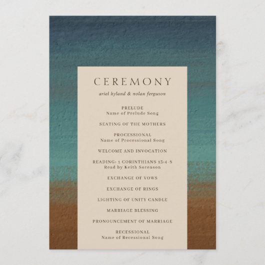 Abstrakte Hochzeit am Meer Programm (Vorderseite)