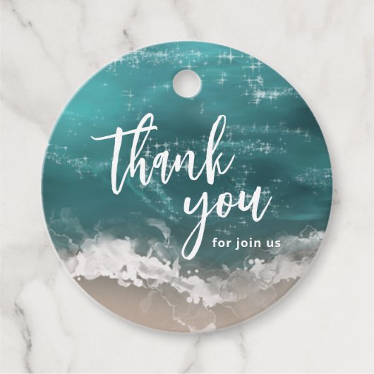 Abstrakte Hochzeit am Ozean Vielen Dank Geschenkanhänger (Vorderseite)