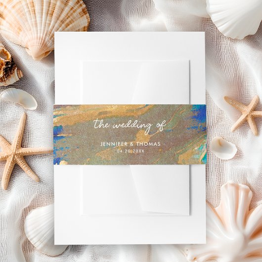 Abstrakte Hochzeit der Royal Navy in Blau und Gold Einladungsbanderole