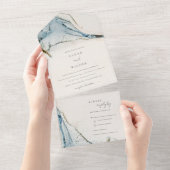 Abstrakte Hochzeit des Blue-Gold-Beachy All In One Einladung (Abreißen)