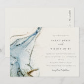Abstrakte Hochzeit des Blue-Gold-Beachy Einladung (Vorne/Hinten)