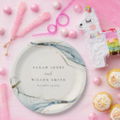 Abstrakte Hochzeit des Blue-Gold-Beachy Pappteller (Party)