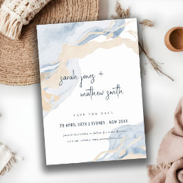 Abstrakte Hochzeit des Sandstrandes in Beige Save The Date