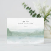 Abstrakte Hochzeit des Sees und der Bäume RSVP Karte (Stehend Vorderseite)