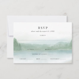 Abstrakte Hochzeit des Sees und der Bäume RSVP Karte