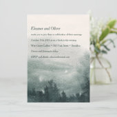 Abstrakte Hochzeit des Wasserfarbenwaldes Einladung (Stehend Vorderseite)