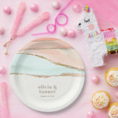 Abstrakte Hochzeit im Küstenwasser Pappteller (Party)