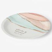 Abstrakte Hochzeit im Küstenwasser Pappteller (Schrägansicht)