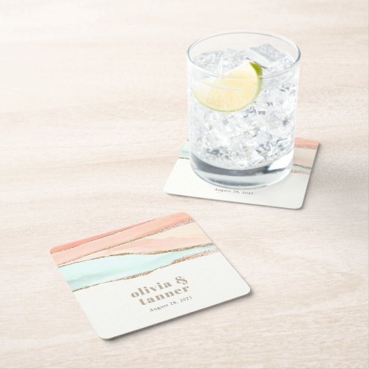 Abstrakte Hochzeit im Küstenwasser Rechteckiger Pappuntersetzer (Vor Ort)