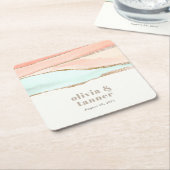 Abstrakte Hochzeit im Küstenwasser Rechteckiger Pappuntersetzer (angewinkelt)