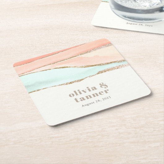 Abstrakte Hochzeit im Küstenwasser Rechteckiger Pappuntersetzer (angewinkelt)