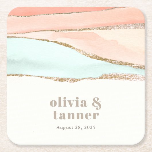 Abstrakte Hochzeit im Küstenwasser Rechteckiger Pappuntersetzer (Vorderseite)