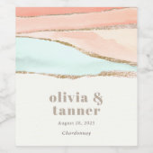 Abstrakte Hochzeit im Küstenwasser Weinetikett (Einzelnes Label)