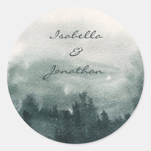 Abstrakte Hochzeit im Wasserwald Runder Aufkleber (Vorderseite)