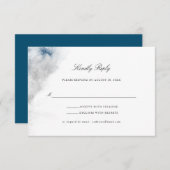 Abstrakte Hochzeit in Blau und Grau RSVP Karte (Vorne/Hinten)