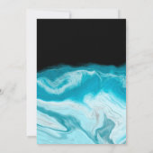 Abstrakte Hochzeit in Blau und Schwarz Einladung (Rückseite)