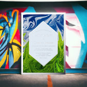 Abstrakte Hochzeit in der Landschaft des grünen Hi Folieneinladung