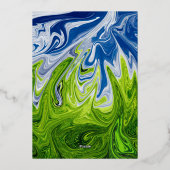 Abstrakte Hochzeit in der Landschaft des grünen Hi Folieneinladung (Rückseite)