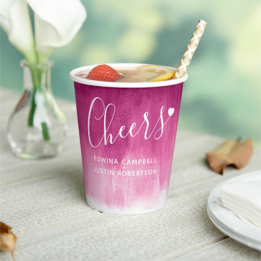 Abstrakte Hochzeit in dunkelroter Bordeaux Pappbecher (In Situ)