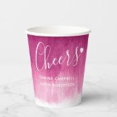 Abstrakte Hochzeit in dunkelroter Bordeaux Pappbecher (Vorderseite)