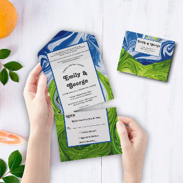 Abstrakte Hochzeit in einer eleganten Landschaft d All In One Einladung