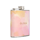 Abstrakte Hochzeit in Rosa und Gold Flachmann (Rechts)