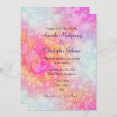 Abstrakte Hochzeit in Rosa und Orange Einladung (Vorne/Hinten)