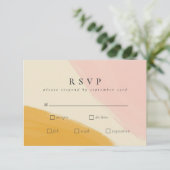 Abstrakte Hochzeit in Rosa und Orange RSVP Karte (Stehend Vorderseite)