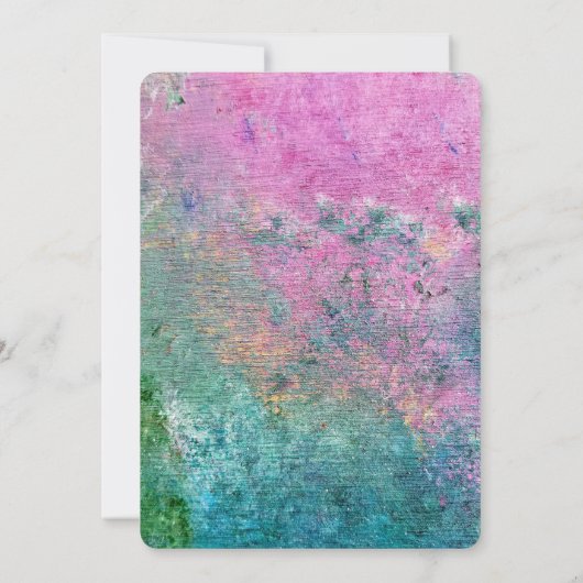 abstrakte Hochzeit in Rosa und Türkis Einladung (Rückseite)
