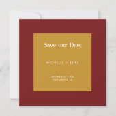 Abstrakte Hochzeit in rotem Gelb Save The Date (Vorderseite)