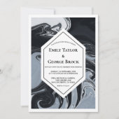 Abstrakte Hochzeit in Schwarz und Weiß Einladung (Vorderseite)