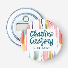 Abstrakte Hochzeit mit Aquarellfarbe Speichern Sie Flaschenöffner