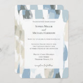 Abstrakte Hochzeit mit Blauweißcreme Einladung (Vorne/Hinten)