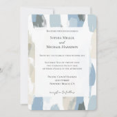 Abstrakte Hochzeit mit Blauweißcreme Einladung (Vorderseite)