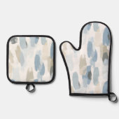 Abstrakte Hochzeit mit Blauweißcreme Ofenhandschuh & Topflappen-Set (Vorderseite)