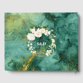 Abstrakte Hochzeit mit Malachite Gold Gästebuch (Rückseite)
