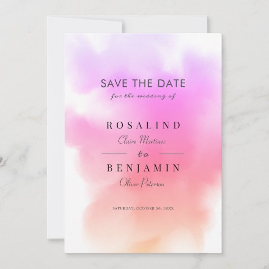 Abstrakte Hochzeit mit rosa Goldwasser Save The Date (Vorderseite)