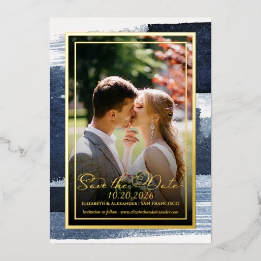 Abstrakte Hochzeit Speichern Sie das Datum der Ein Folieneinladung (Vorderseite)