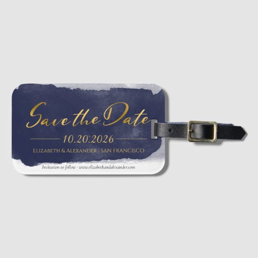 Abstrakte Hochzeit Speichern Sie das Datum der Ein Gepäckanhänger (Vorderseite (Horizontal))