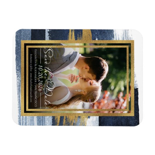 Abstrakte Hochzeit Speichern Sie das Datum der Ein Magnet (Horizontal)