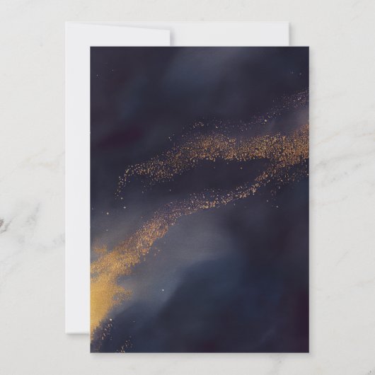 Abstrakte Hochzeit von Navy Blue und Gold Calligra Einladung (Rückseite)