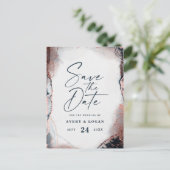 Abstrakte Hochzeit von Navy und Rose Ankündigungspostkarte (Stehend Vorderseite)